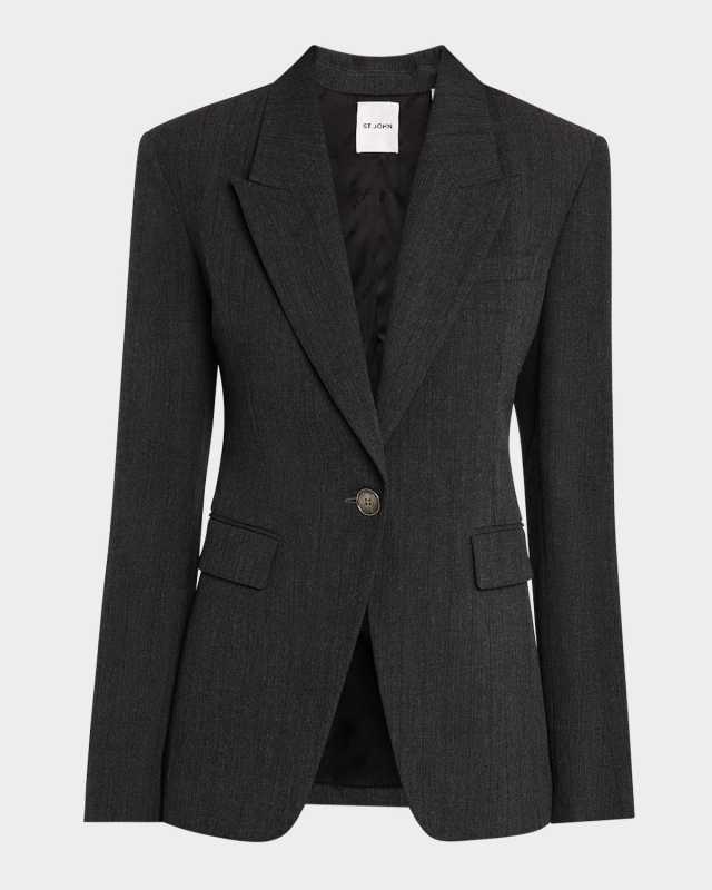 Pinstripe Single-Breasted Suiting Jacket